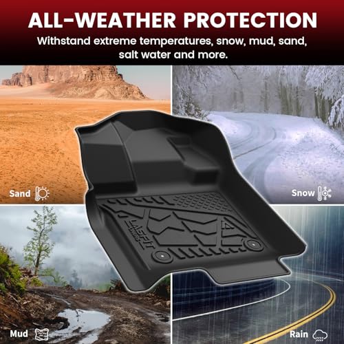 LASFIT Floor Mats for 2015-2026 Ford F-150 Regular Cab Bucket-Seat Carpet Floor, Ford F150 Standard Cab All Weather Portector TPE Waterproof Truck Liners-1st Row Black - style: 1) F-150 Regular Cab| 15-26 | 1st Row Bench Only