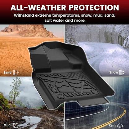 LASFIT Floor Mats for 2015-2026 Ford F-150 Regular Cab Bucket-Seat Carpet Floor, Ford F150 Standard Cab All Weather Portector TPE Waterproof Truck Liners-1st Row Black - style: 1) F-150 Regular Cab| 15-26 | 1st Row Bench Only