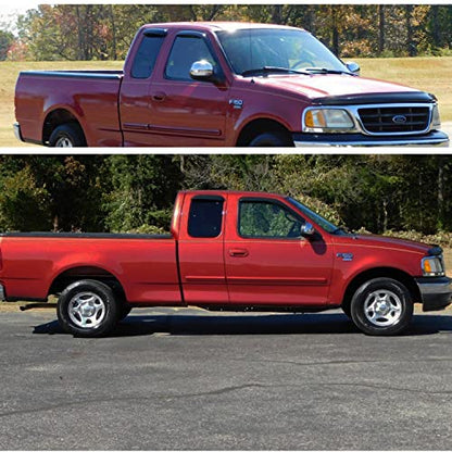 Window Visors Rain Guards for Ford 1997-2003 F150,1997-1999 F250 Light Duty Super/Extended Cab, Side Wind Deflectors Vent Guard Shade Sun 94808 4-Pieces Set - size: 1997-2003 F150 Super/Extended
