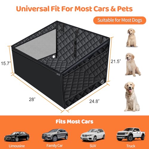 URPOWER Hard Bottom Dog Car Seat for Large Medium Dogs, Dog Back Seat Extender with 3-Sided Hard Boards, Waterproof Pet Backseat Cover Dogs Hammock for Large Cars, Trucks and SUVs, Holds up to 200 lbs - color: Black