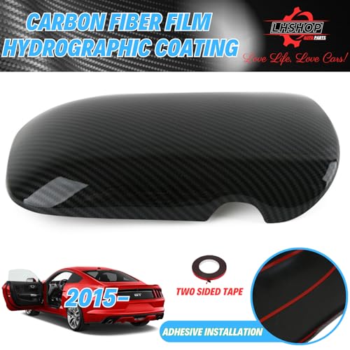 Carbon Fiber Center Console Cover Armrest Lid Cover for 2015-2024 Ford Mustang GT/Ecoboost/ S550/ S650/ Shelby GT350/GT350R/GT500 Interior Trim Car Accessories - Gloss Black