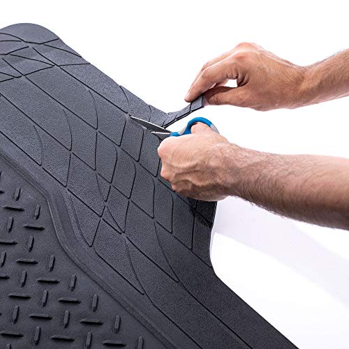 FH Group Climaproof™ Trimmable Non-Slip Vinyl Floor Mats 3 Row Set - Universal Fit for Cars Trucks and SUVs (Black) F11306 + F16400 - color: Black, style: 3 Row Set + Cargo