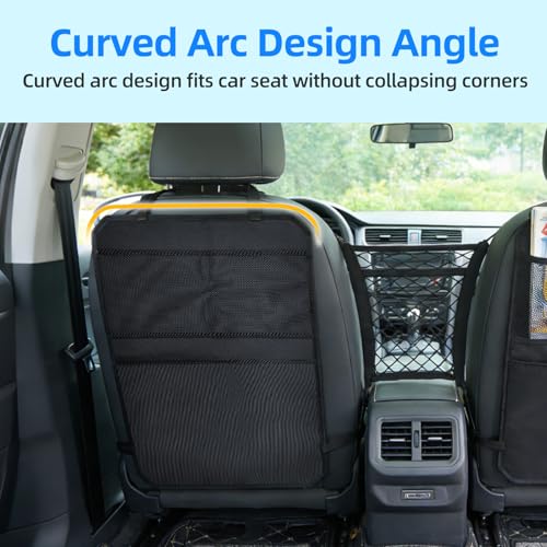 Back Seat Cover for Kids – 2 Mesh Pockets + 1 X-Large Storage Organizer, Waterproof Car Seat Back Protector for Vehicles, Protects Upholstery from Dirt, Mud & Scratches, Black (2)