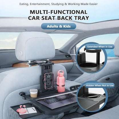 Car Back Seat Tray Table for Jeep Compass 2015 2016 2017, Foldable Backseat Tray Desk for Rear Passengers, with Non-Slip pad, Phone and Drink Holder, for Eating and Work