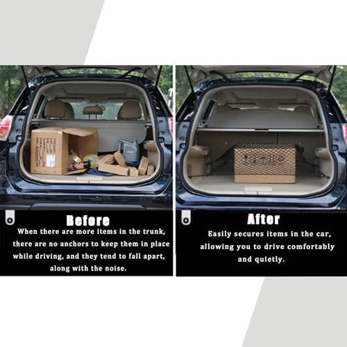 UlifebetterTruck Bed Cargo Net, Cargo Storage Elastic Mesh Net Organizer Net Bag Automotive Cargo Nets with 4 Buckles Screws Hooks Clips Trunk Storage Net for Pickup Truck Bed（51 * 18In） - size: 51 X 18 Inches