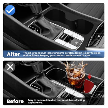 Autorder Silicone 2-in-1 Cup Holder for 2022-2026 Hyundai Santa Cruz Accessories Silicone Center Console CupHolder Insert with Gear Shift Panel Cover Dust & Scratch Resistant All-Around Protection - size: 2022-2026 Santa Cruz Cup Holder