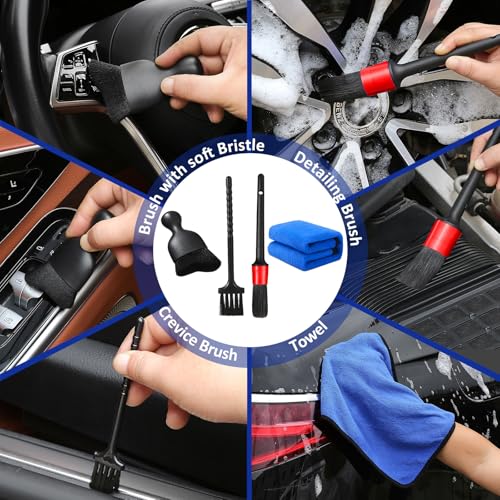 Qydipclin 10pcs Windshield Cleaning Tool Inside Car Window Cleaner Wash Kit with 4 Reusable Microfiber Pads 1 Spray Bottle and Extendable Handle Interior Auto Glass Wiper Kit, Blue&Gray - color: Blue & Gray