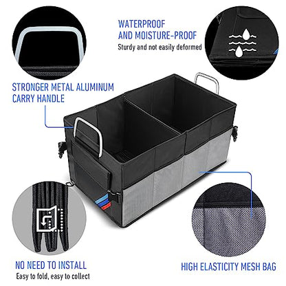 Car Trunk Organizer, Portable, Collapsible, Waterproof, Oxford Cloth, Aluminum Handle, Ideal for SUVs, Cars, Camping, Storage - size: Large Storage Box -60