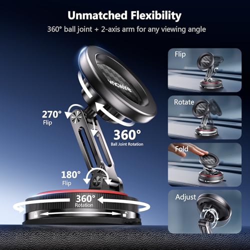 SYNCWIRE for MagSafe Car Mount [2-Axis Design] Nano Adhesive Gel + Suction Cup Magnetic Phone Holder for Dashboard & Windshield, 360° Adjustable for iPhone 17 16 15 14 13 12 11, Samsung, Carbon Fiber - style: 2-Axis | Carbon Fiber