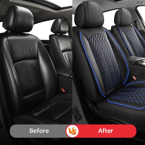 MIROZO Seat Covers,Universal Car Seat Covers Full Set Vehicle Seat Covers Automotive Seat Covers for Most Sedan, Truck and SUV (Full Set, Black and Blue) - color: Black And Blue, size: 5PCS Full Set