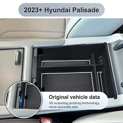 SKTU for 2023 2024 2025 Hyundai Palisade Center Console Organizer 2023 2024 2025 Palisade Center Console Tray 2023 2024 2025 Palisade Accessories Armrest Box with Coin and Sunglasses Holder (White) - color: White