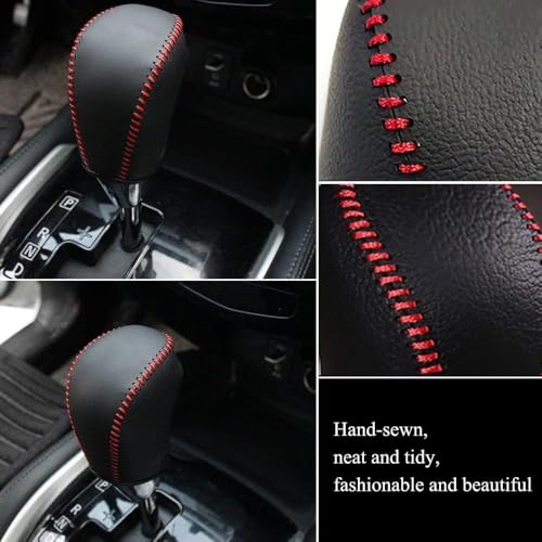 XITER with Murano Logo for Genuine Leather Gear Shift Knob Cover Car Protect Accessories Case for Nissan Murano 2015-2024(Black Stitches) - color: Black Stitches