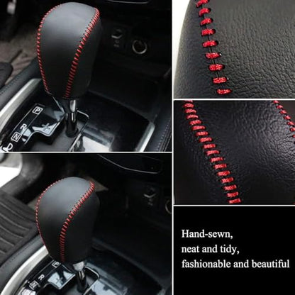 XITER With "Murano" LOGO For Genuine Leather Gear Shift Knob Cover Car Protect Accessories Case For Nissan Murano 2015-2024 (Carbon fiber) - color: Carbon fiber