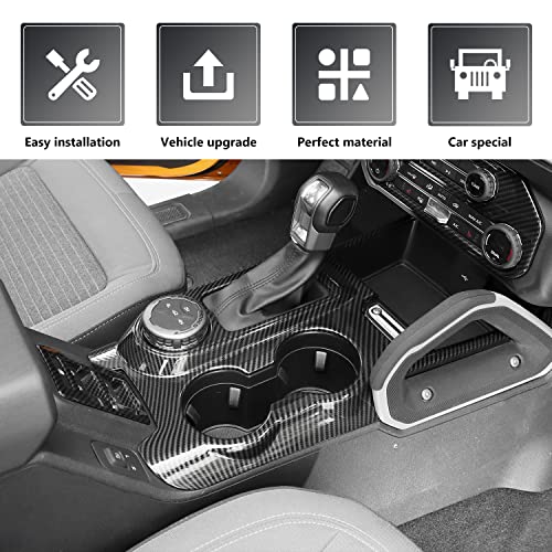 RAZPOY for Bronco 9PCS Interior Kit, Gear Shift Panel Cover, Steering Wheel Trim, Inner Door Handle Cover Compatible with 2021-2024 Ford Bronco Carbon Fiber Interior Accessories 4-Door