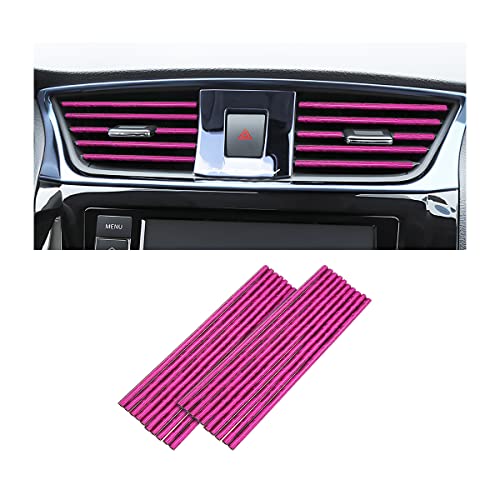 20 Pieces Car Air Conditioner Decoration Strip for Vent Outlet, Universal Waterproof Bendable Air Vent Outlet Trim Decoration, Suitable for Most Air Vent Outlet, Car Accessories (Ice Rose Red) - color: Ice Rose Red
