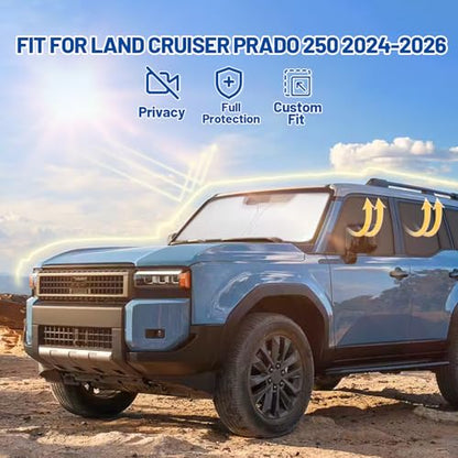 Car Window Shades for Toyota Land Cruiser Prado 250 2024-2026 Accessories - Full Set 10PCS Side Window Sunshades with Memory Frame & Blackout Fabric, Privacy UV Shield for Camping/Travel - size: Fit for Toyota Land Cruiser Prado 250 2024-2025