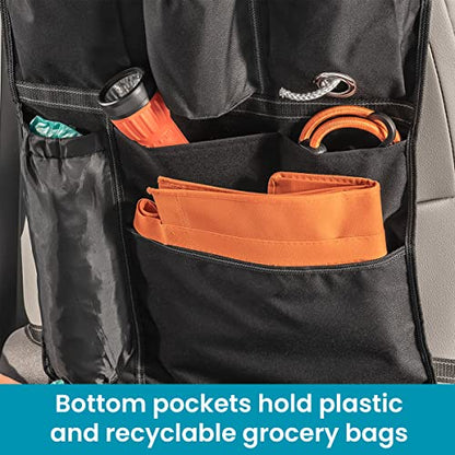 High Road BackPockets Seat Back Organizer - Back of Seat Organizer and Seat Protector with Storage Pockets and Bag Dispensers for Car, SUV, Truck or Van