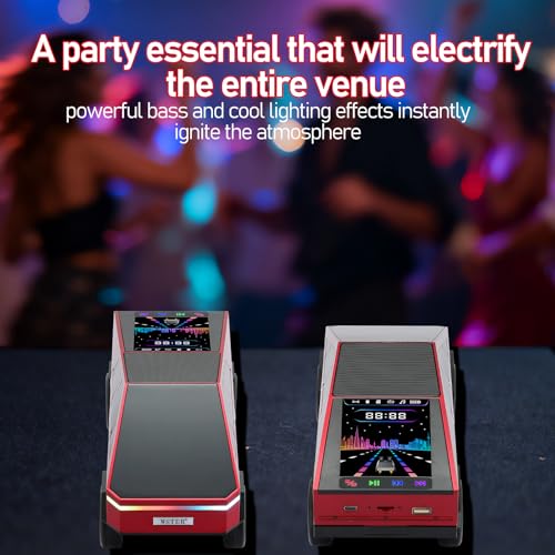 WS-580 Futuristic Pickup Truck Bluetooth Replica Speaker with LED Display Screen – TWS, FM, USB/TF, LED Headlights, Mic, Practical Gift for Car Model Fans, Audio Users & Tech Hobbyists (Red) - color: Red