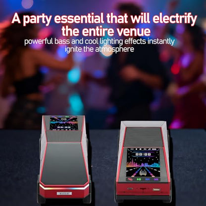 WS-580 Futuristic Pickup Truck Bluetooth Replica Speaker with LED Display Screen – TWS, FM, USB/TF, LED Headlights, Mic, Practical Gift for Car Model Fans, Audio Users & Tech Hobbyists (Red) - color: Red