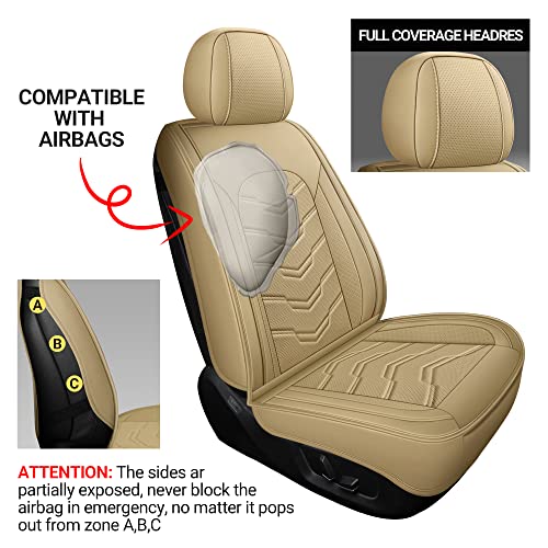 AOOG Leather Car Seat Covers Universal fit Most Sedans SUV Trucks (Front Seat, Beige) - color: BEIGE, size: FRONT PAIR