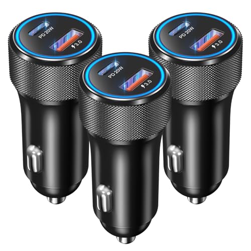 USB C Car Charger 3Pack, OKRAY 36W Fast Charging PD3.0+QC3.0 Dual Port Car Phone Charger Type C+USB A 12v Cigarette Lighter Adapter for iPhone 17 16 15 14 13 12 Pro, Samsung Galaxy S25 S24 A55 A16 A15 - color: Black, size: 3-Pack