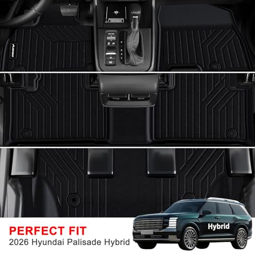 Floor Mats for The New 2026 Hyundai Palisade Hybrid 7&8 Seats (Not Fit Gas),TPE All Weather Protection Car Mats Floor Liners Automotive Accessories,Black - size: For 2026 Palisade Floor Mat (Hybrid)