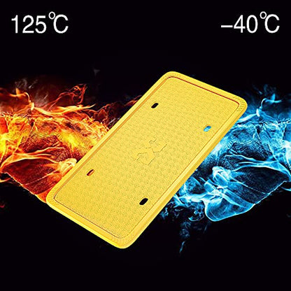 XCLPF Silicone License Plate Frame Covers 2 Pack- Front and Back Car Plate Bracket Holders. Rust-Proof, Rattle-Proof, Weather-Proof (Yellow) - color: Yellow