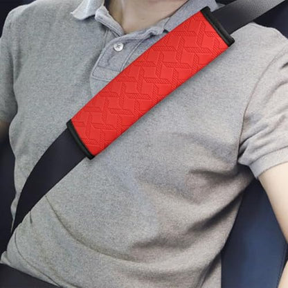 2PCS Car Seatbelt Cover, 9.05 Inches Soft Leather Vehicle Safety Seat Belt Strap Cushion, Comfortable Auto Shoulder Neck Chest Protection Pads Accessories, Extremely Long (Red) - color: Red/9 inches