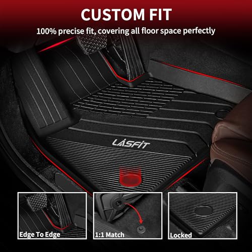 LASFIT Floor Mats Fit for BMW X5 New 2019-2025 2026 All Weather Floor Liners Custom Fit TPE Mat Front & Rear Rows Car Mat Full Set for 50i M50i M 45e 50e 40i M60i(Only for 5 Passengers), Black - size: 3) X5 2019-2026 | Floor Mats
