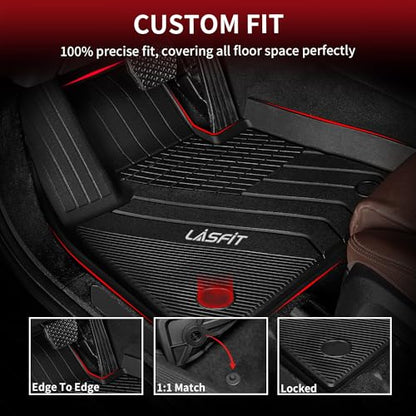 LASFIT Floor Mats Fit for BMW X5 New 2019-2025 2026 All Weather Floor Liners Custom Fit TPE Mat Front & Rear Rows Car Mat Full Set for 50i M50i M 45e 50e 40i M60i(Only for 5 Passengers), Black - size: 3) X5 2019-2026 | Floor Mats