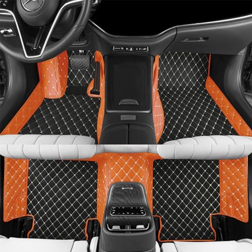 Luxury car Floor mats are for 99% of Vehicle Models,All Weather car Floor mats Provide Comprehensive Protection for Vehicles,Floor mats for car Personalized Customization! (Black-Orange) - color: Black-orange