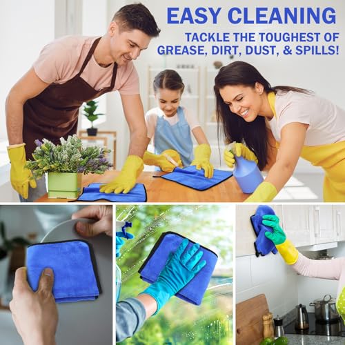 Tallew 12 Pcs Microfiber Towels for Cars, 800 GSM Plush Drying Cleaning Cloth Bulk, 16 x 16 Inch Thick Absorbent Wash Detailing Towels for Car Polishing, House, Kitchen Cleaning(Gray and Blue) - color: Gray and Blue