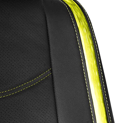 FH Group Full Set Faux Leather Car Seat Covers - Universal Fit, Low Back Front Seat Covers, Airbag Compatible, Split Bench Rear, Seat Cover for SUV, Sedan, Yellow - color: Yellow, style: Seat Covers