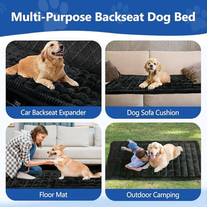 Thickened Dog Bed for Car Back Seat, Upgraded Bottom Non-Slip, Fits Hard Bottom car seat Cover for Dogs, Premium Dog Car Seat Cover - color: Classic Black