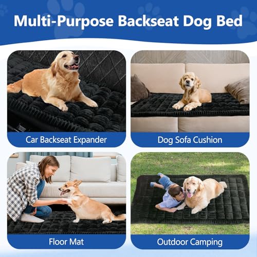 Thickened Dog Bed for Car Back Seat, Upgraded Bottom Non-Slip, Fits Hard Bottom car seat Cover for Dogs, Premium Dog Car Seat Cover - color: Classic Black