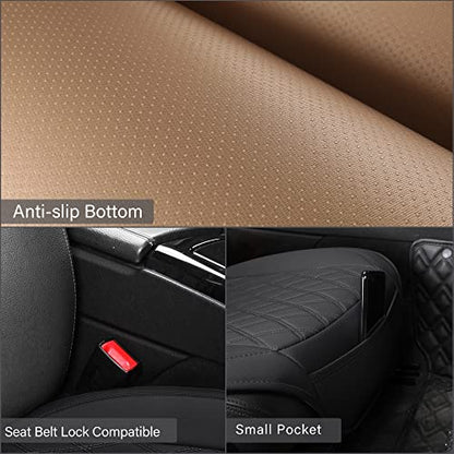 Front Car Seat Covers - Leather Seat Covers with Storage Pocket and Two Belt Pads, Anti-Slip Waterproof Universal Seat Covers for Cars Fit Cars Trucks SUV(Black,2 Pack) - color: Black