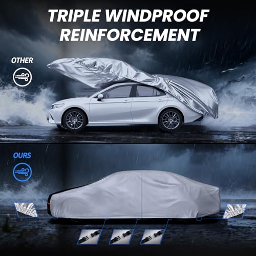 Coupe Car Cover Waterproof All Weather, 10 Layers Outdoor Car Covers for Muscle Car - Sun & Rain Protector Full Exterior Covers. Custom Fit Ford Mustang, Shelby Camaro, etc C4(Gift Towel/Storage Bag) - size: C4 Fit Coupe/Cabrio 185"-193" (See Size Chart)