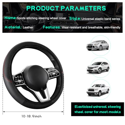 Car Steering Wheel Cover, 15 inch Carbon Fiber Microfiber Leather Elastic Steering Wheel Protector, Breathable Anti-Slip Comfortable Steering Wheel Covers for Most Cars (Black, AD) - color: Black, AD