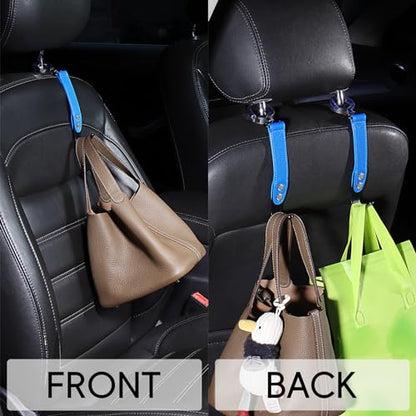 2 Pack Car Hook Holder Leather Headrest Hooks for Purses and Bags,SUS304 Car Hook(Blue) - color: Blue