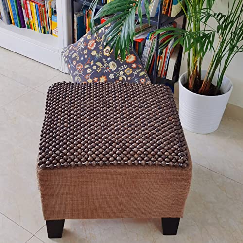 Natural Wood Beaded Seat Cover Pad Mat Comfy Cool Summer Massage Seat Cushion (Square Large) for Truck,RV,Pickup,Big Office Chair only - size: All-Purpose XL (21.65" Square)