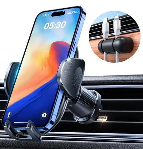 YRU Phone Holders for Your Car [2026 Upgraded Military Metal Hook], Cellphone Holder Car[No Fear of Bumps] Vent Phone Mount Truck Compatible with iPhone17 16 15 14 13 12 Samsung Android, Sapphire - color: Sapphire