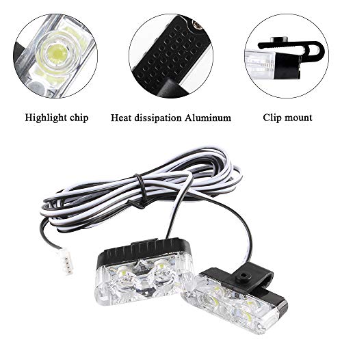 White 16LED Grille Strobe Lights Dash Deck Visor Police Flash Lights Car Truck Ambulance Emergency Warning Strobe Lights With Remote Control Wireless 12V - color: white, size: 8 in 1