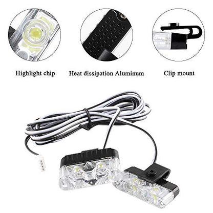 White 16LED Grille Strobe Lights Dash Deck Visor Police Flash Lights Car Truck Ambulance Emergency Warning Strobe Lights With Remote Control Wireless 12V - color: white, size: 8 in 1