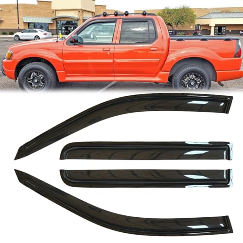 4pcs Original Shatterproof in-Channel Style Sun Rain Guards Shield Side Wind Deflectors Dark Smoke Vent Window Visor for 2001-2005 Explorer Sport Trac 1997-2001 Mercury Mountaineer 4-Door 94074 - size: for 01-05 Explorer Sport In Channel