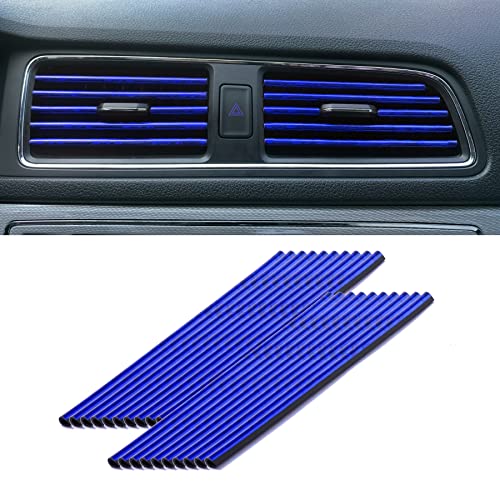 LivTee 20 Pieces Car Air Conditioner Decoration Strip for Vent Outlet, Universal Waterproof Bendable Air Vent Outlet Trim Decoration, Car Interior Accessories (Shiny Blue) - color: Shiny Blue