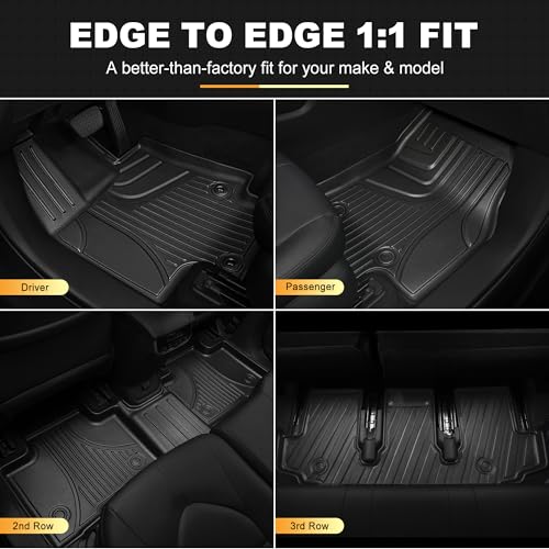AOMSAZTO Floor Mats and Cargo Mat Compatible with 2020-2026 Toyota Highlander (7 Seats Only): Heavy Duty TPE All Weather Protection Car Floor Mats - 3 Rows Full Set Rubber Highlander Cargo Liner - style: 2020-2025 | For Toyota Highlander | Full Set