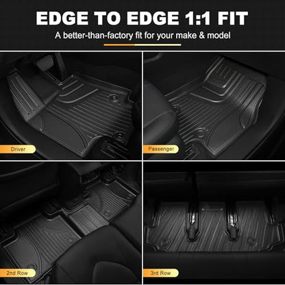 AOMSAZTO Floor Mats and Cargo Mat Compatible with 2020-2026 Toyota Highlander (7 Seats Only): Heavy Duty TPE All Weather Protection Car Floor Mats - 3 Rows Full Set Rubber Highlander Cargo Liner - style: 2020-2025 | For Toyota Highlander | Full Set