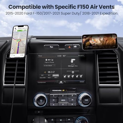 Kaishengyuan Wireless Charger Magnetic Vent Phone Mount Compatible with 2015-2020 Ford F-150, 2017-2021 Super Duty & 2018-2021 Expedition Metal Phone Holder Cradles Bracket Stand for All Smartphone - style: Magnetic Charge