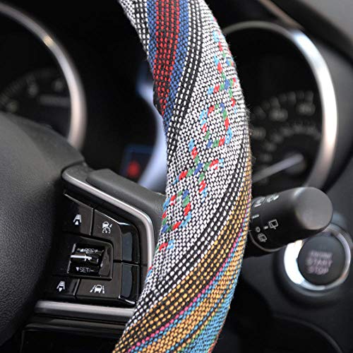 BDK Blue Woven Saddle Blanket Steering Wheel Cover for Cars SUV Van Truck Auto - Driver Grip 15 inch - color: #25 Blue, size: Fits 14.5 - 15" Sw