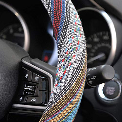 BDK Blue Woven Saddle Blanket Steering Wheel Cover for Cars SUV Van Truck Auto - Driver Grip 15 inch - color: #25 Blue, size: Fits 14.5 - 15" Sw